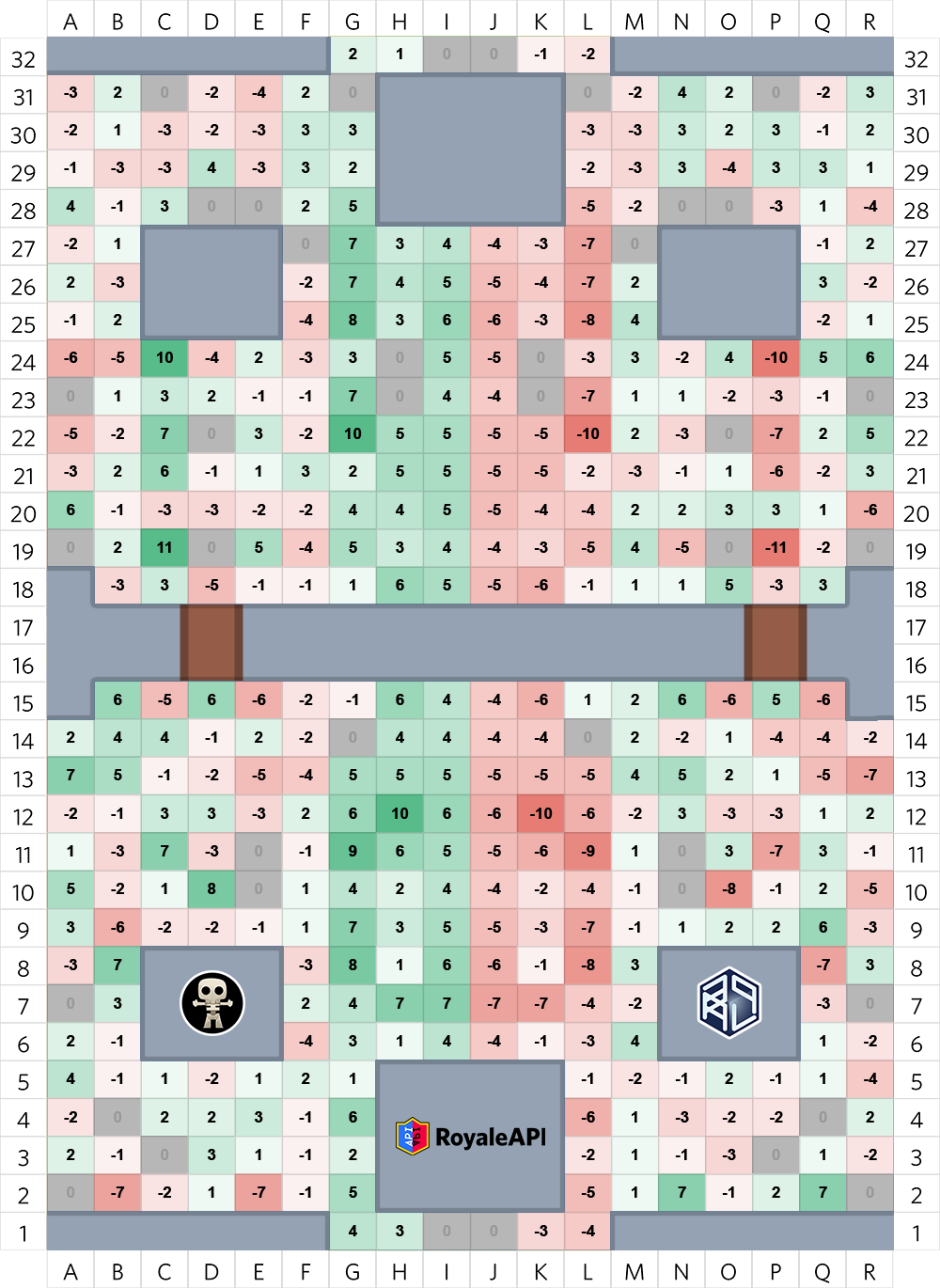 Heatmap of troop hits per tile for Left-Right asymmetry (New data)