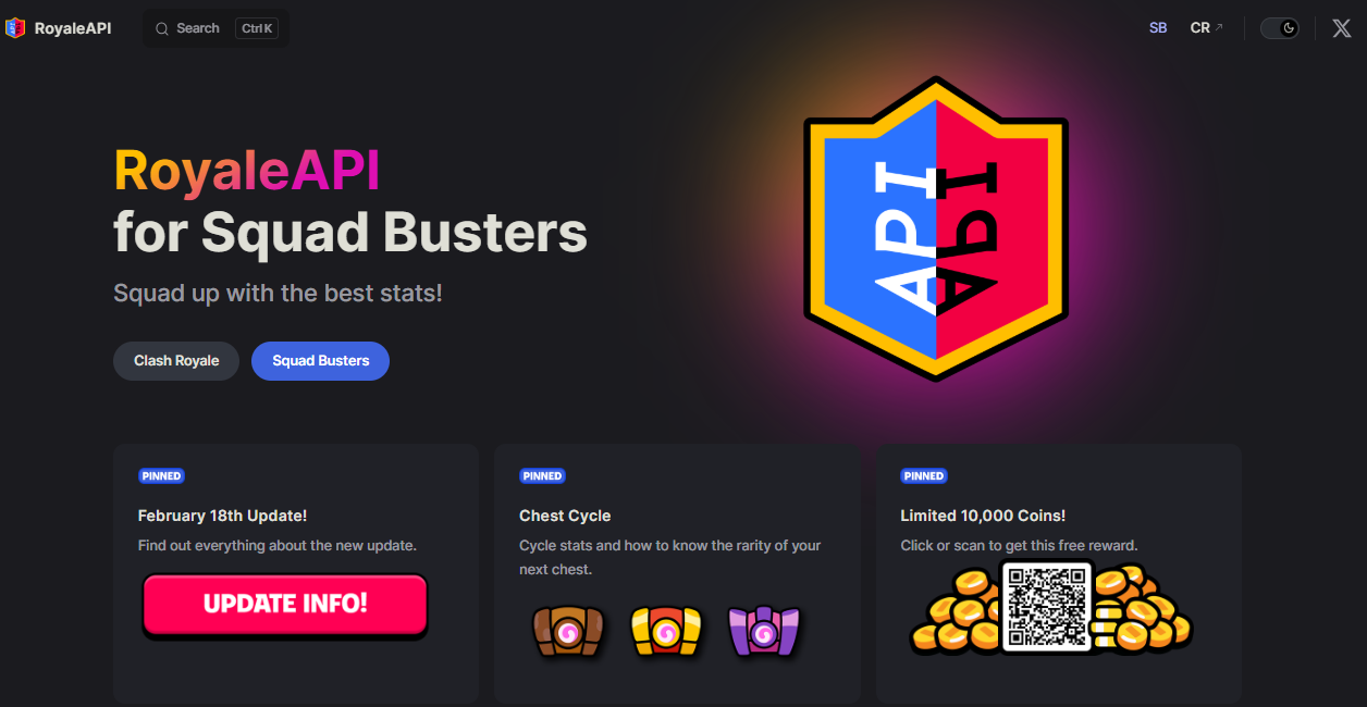 RoyaleAPI page for Squad Busters